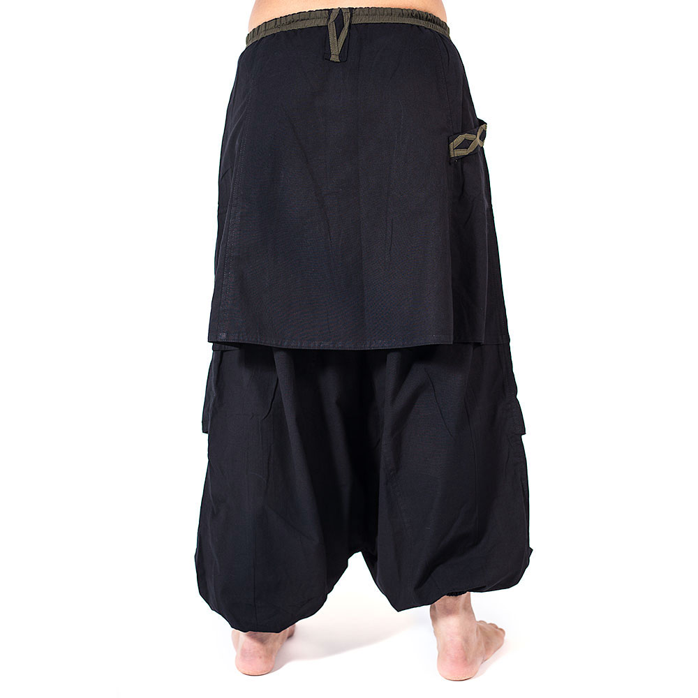Pantalon harnais wrap style afghan noir - Hippie